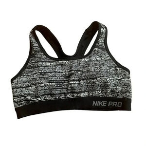 Nike Pro Dri-Fit Black & White Sports Bra Padded Gym Women’s Athletic Classic S
